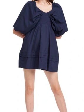 En Saison Navy Puff-Sleeve Mini Dress with Underwire